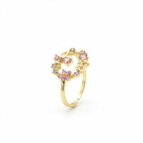 Anillo C #81 Ajustable Mariposa Flor Rodinado