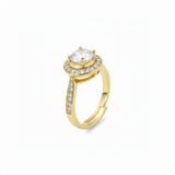Anillo C #82 Ajustable Circón Redondo Blanco Rodinado