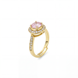 Anillo C #83 Ajustable Circón Redondo Rosado Rodinado