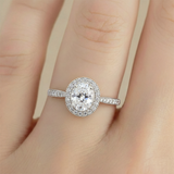 Anillo C #84 Ajustable Plateado Circón Redondo Blanco Rodinado
