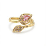 Anillo Tulipán Piedra Rosada C #60 Rodinado