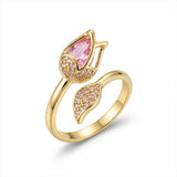 Anillo Tulipán Piedra Rosada C #60 Rodinado