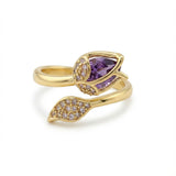 Anillo Tulipán Piedra Lila C #61 Rodinado