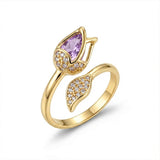 Anillo Tulipán Piedra Lila C #61 Rodinado