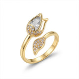 Anillo Tulipán Piedra Blanca C #62 Rodinado