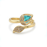 Anillo Tulipán Piedra Azul C #63 Rodinado