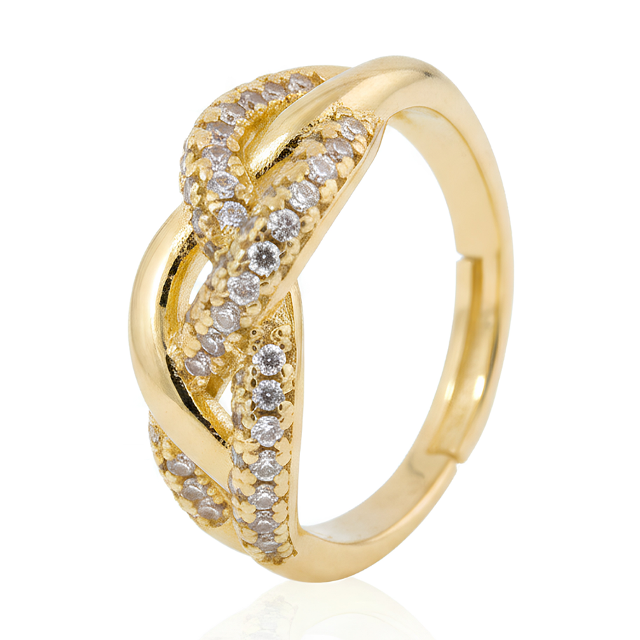 Anillo D #31 Ajustable Trenzado Dorado Rodinado