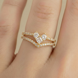Anillo E #11 Ajustable Doble Carril Corazón Rodinado