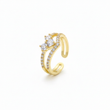 Anillo E #11 Ajustable Doble Carril Corazón Rodinado