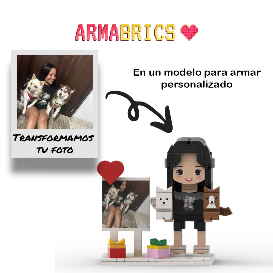 Armabrics 1 Persona Y 1 o 2 Mascotas Pequeñas + Foto + Base y Envió