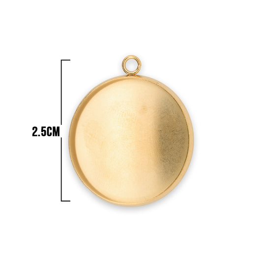 Base Circulo 2.5 Cms De Acero Dorado Para Encapsular