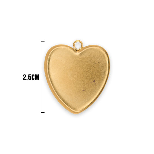 Base Corazón 1.3x2.5 Cms De Acero Dorado Para Encapsular