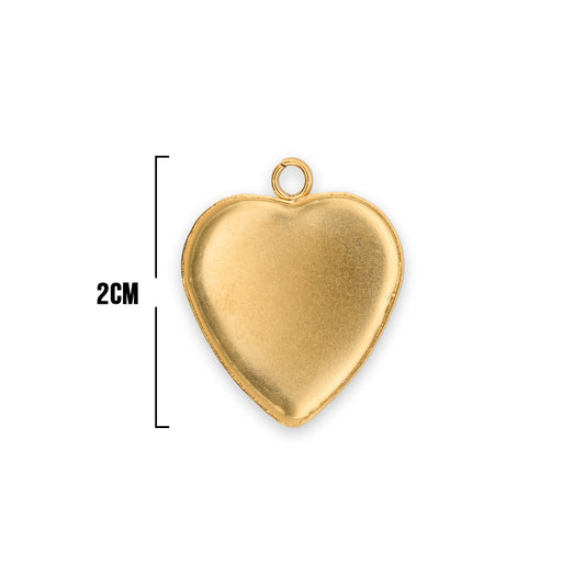 Base Corazón 1.3x2 Cms De Acero Dorado Para Encapsular