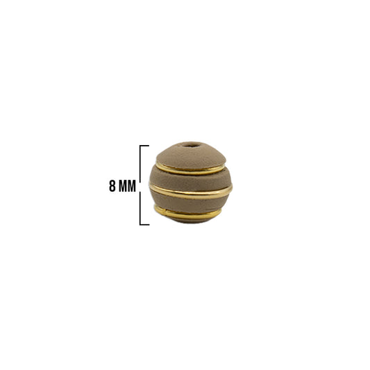 Bola Neopreno 3 Argollas Delgadas Doradas 8mm / Beige Oscuro