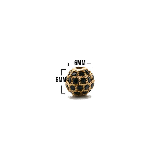 Bola De Fuego 6mm Dorado Piedra Negra Rodinado