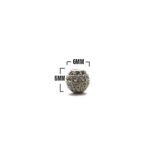 Bola De Fuego 6mm Plateado Piedra Blanca Rodinado