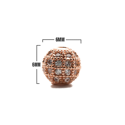 Bola De Fuego 6mm Rosado Piedra Blanca Rodinado