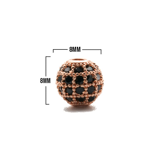Bola De Fuego 8mm Rosado Piedra Negra Rodinado