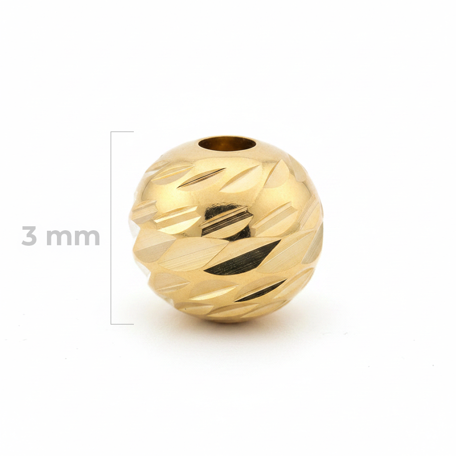 Balin Diamantado Oro Laminado 3mm Dorado