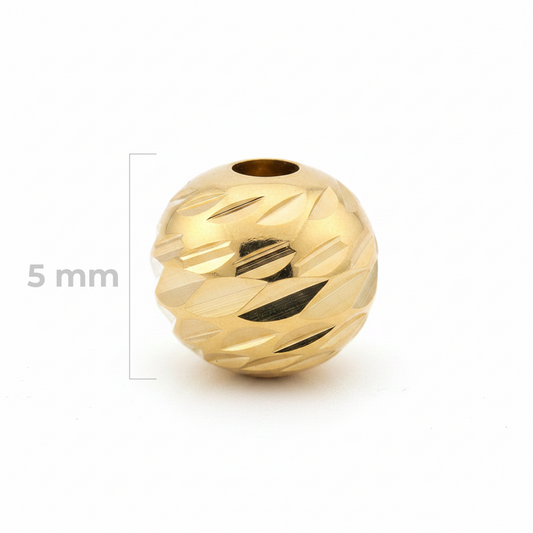 Balin Diamantado Oro Laminado 5mm Dorado