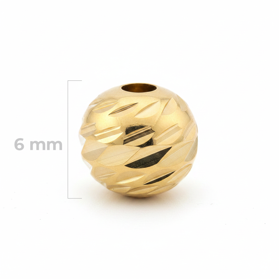Balin Diamantado Oro Laminado 6mm Dorado
