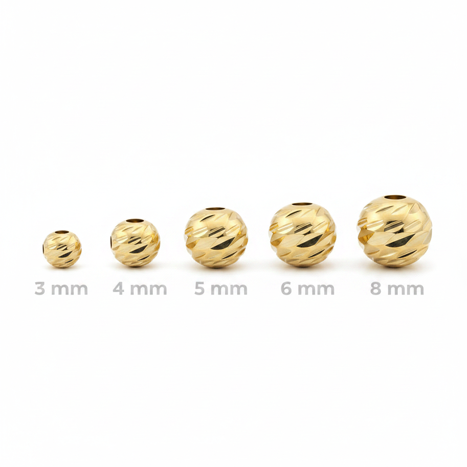 Balin Diamantado Oro Laminado 8mm Dorado