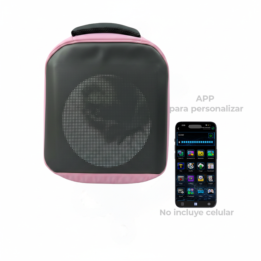 Bolso Mediano con Pantalla led Rosado