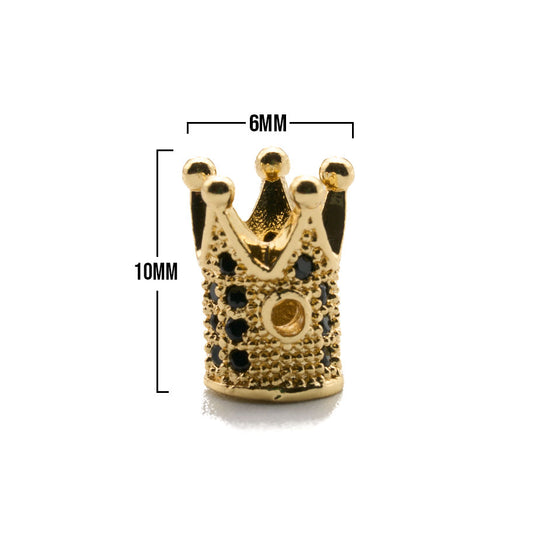 Corona Pequeña Dorado Piedra Negra Rodinado