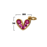 Dije Corazón Mini Collar Cristal Dorado Piedra Fucsia Rodinado