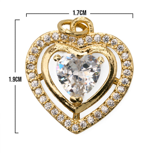 Dije Corazón Triple Dorado Rodinado