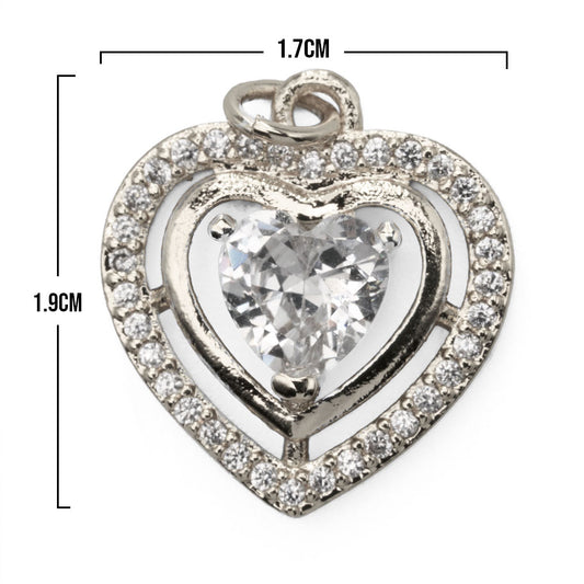 Dije Corazón Triple Plateado Rodinado