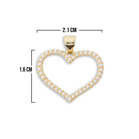 Dije Corazón Perla Silueta Dorado Rodinado