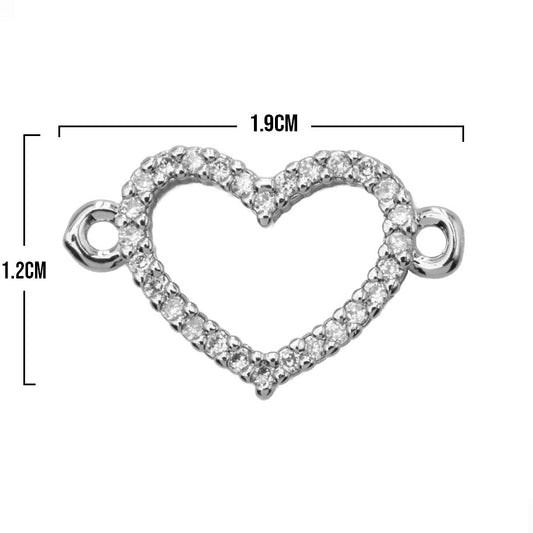 Dije Corazón Circón Plateado Rodinado