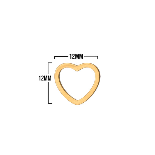 Corazon Silueta De Acero Dorado / 12mm
