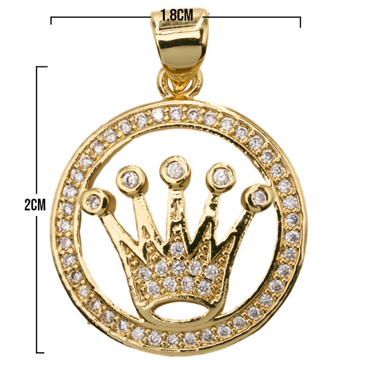 Corona Rolex Collar Dorado Piedra Blanca Rodinado