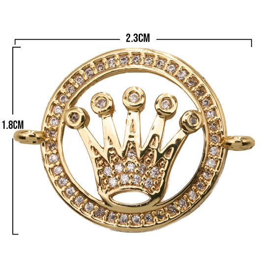 Corona Rolex Pulsera Dorado Piedra Blanca Rodinado