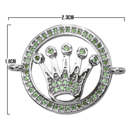 Corona Rolex Pulsera Plateado Piedra Verde Rodinado