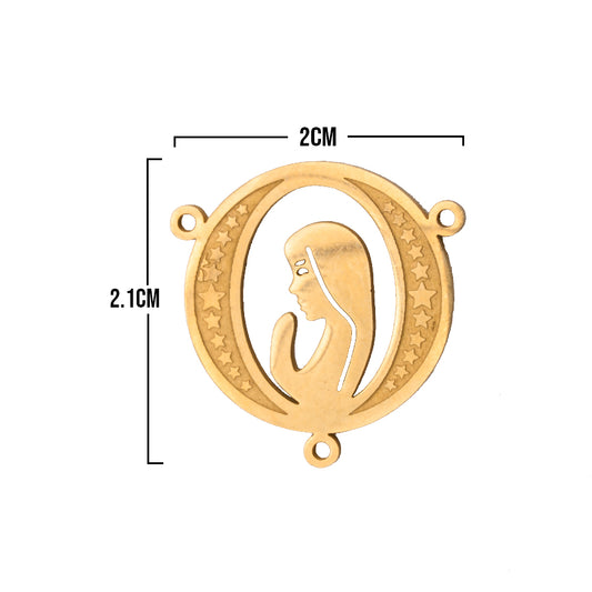 Crucero Virgen Maria 2 Dorado De Acero / 2.1cm