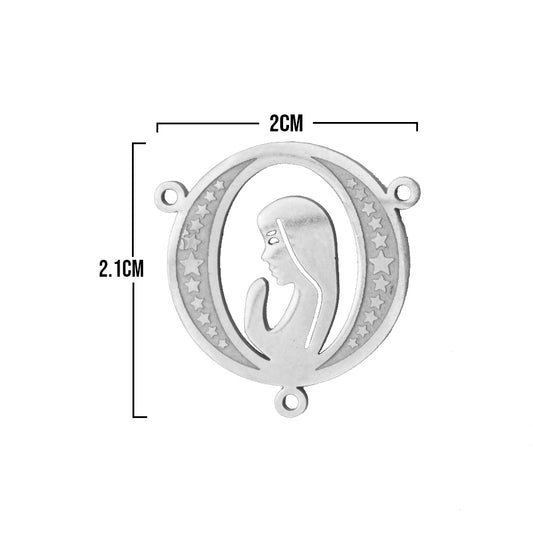 Crucero Virgen Maria 2 Plateado De Acero / 2.1cm