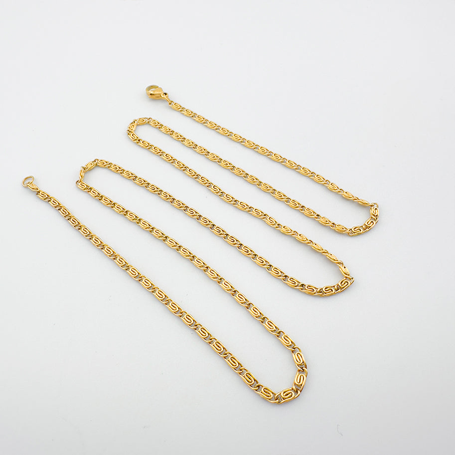 Cadena De Acero Caracol / 60 Cms Dorada