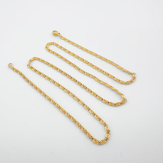 Cadena De Acero Caracol / 60 Cms Dorada