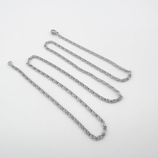 Cadena De Acero Caracol / 60 Cms Plateada