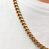 Cadena De Acero Cubana 8mm / 60 Cms Dorada
