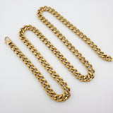 Cadena De Acero Cubana 8mm / 60 Cms Dorada