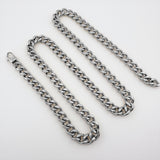 Cadena De Acero Cubana 8mm / 60 Cms Plateada