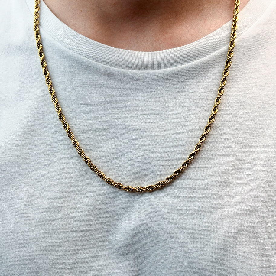 Cadena De Acero Lazo / 60 Cms Dorada