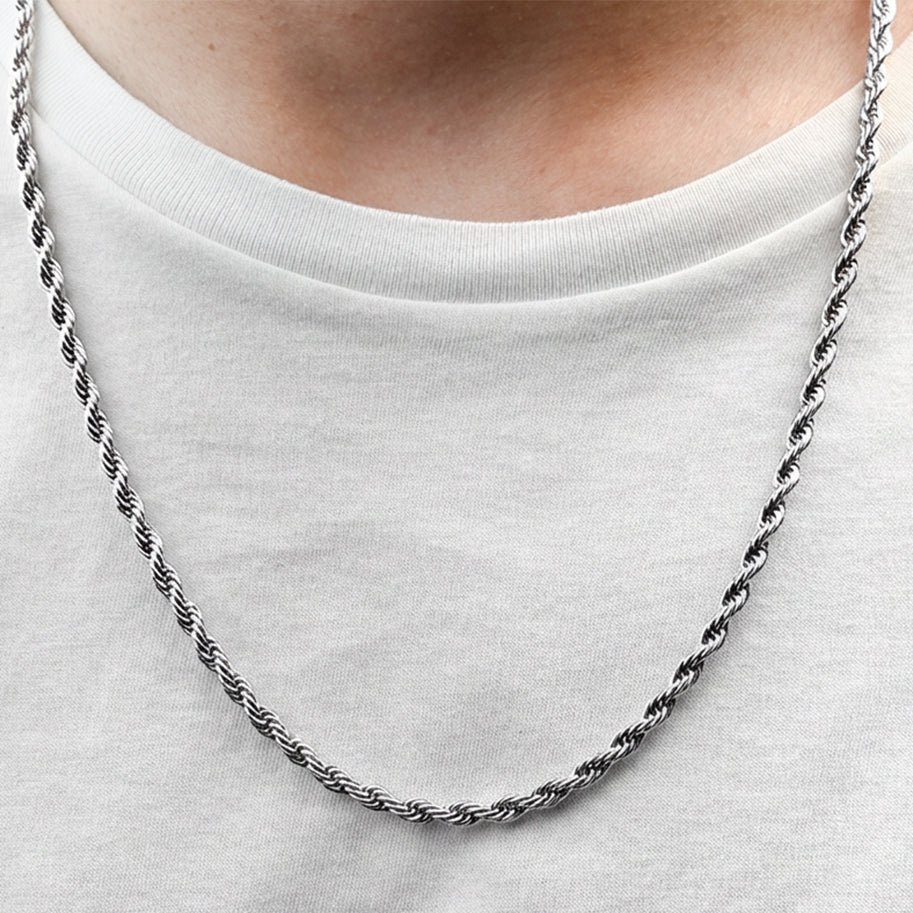 Cadena De Acero Lazo / 60 Cms Plateado