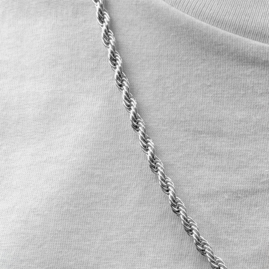 Cadena De Acero Lazo / 60 Cms Plateado