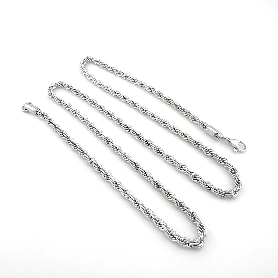 Cadena De Acero Lazo / 60 Cms Plateado