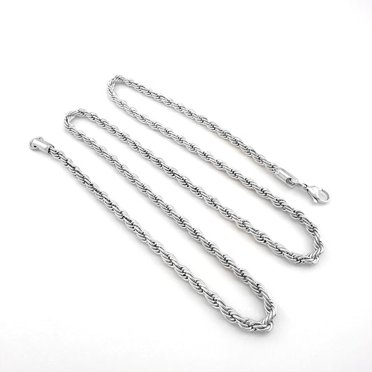 Cadena De Acero Lazo / 60 Cms Plateado